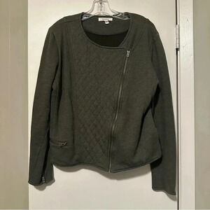 Athleta Belvedere quilted asymmetrical moto jacket grayish green size L